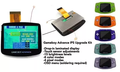 Gameboy Advance 720x480 Laminated IPS LCD Backlight Kit V5 3.0 NO SOLDER + Shell • $77.99