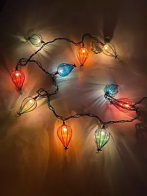 Vintage Hot Air Balloon / Chinese Lantern 10 Color Bulbs Strand Of Lights TESTED • $39.99