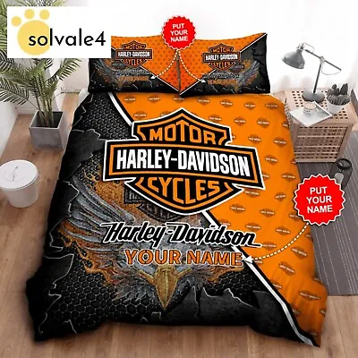 3D Printed Personalized Name Harley-Davidson Quilt Bedding Set Motorcycle Quilt • $9.99