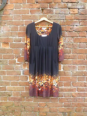 Ronni Nicole Oh So Slim Black Border Print Dress 10 12 Qvc Bnwt Shaping Autumnal • £16.99