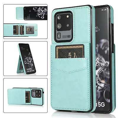 $14.29 • Buy Leather Case Cover With Card Holder For Samsung S21 S20 FE S8 S9 Note 9 20 Ultra