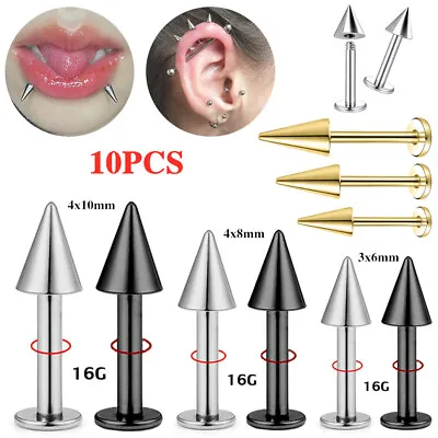 10Pcs 16G Spike Lip Studs Stainless Steel Labret Piercing Medusa Helix Piercings • $11.27