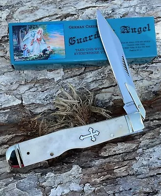 GERMAN CREEK *j GUARDIAN ANGEL SWINGUARD CHEETAH SMOOTH WHITE KNIFE KNIVES • $26