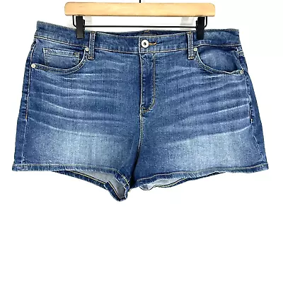 Torrid Jean Shorts Size 18 Womens Blue 3.5 Inch A Line Vintage Stretch High Rise • $22.49