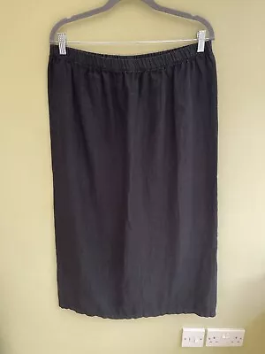 ORVIS Vintage Black 100% Linen Skirt Size 14 Mid Length • £24.99