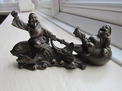 EBISU DAIKOKUTEN GODS Of Good Fortune Solid Bronze Figures - Japanese Antique. • £89