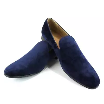 Blue Velvet Slip On Loafers Men's Dress Shoes Modern Formal Footwear By AZAR MAN • $29.99