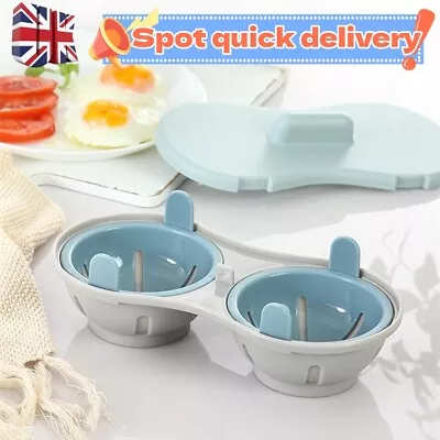 Microwave Double Cup Perfect Eggs Poacher BPA Free Cookware Egg Cooker Steamer • £7.35