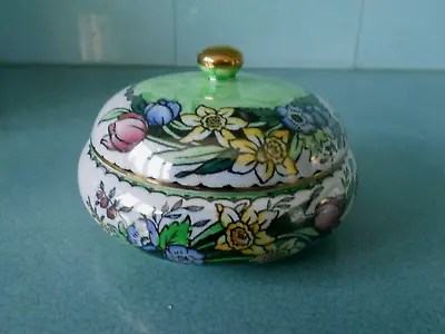 Vintage 1950's Maling Lustre Ware Powder Bowl / Trinket Pot - Springtime • £17.95