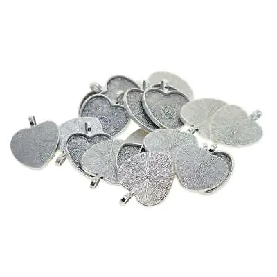 20pcs Heart Blank Cabochon Base Tray Bezels Blank Setting For DIY Jewelry Making • £8.65