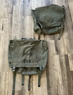 Lot Of 2 Vintage US Forest Service FSS Military Backpack Rucksack Canvas • $99.99