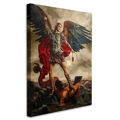 Archangel Michael St Michael Defeated Satan Poster Picture HD Canvas Print • $37.90