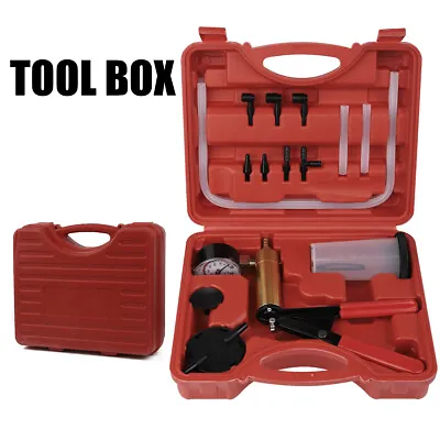 Hand Held Vacuum Pressure Pump Tester Set Brake Fluid Bleeder Bleeding Kit + Box • $16.55