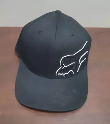 FOX Racing Flexfit Hat Size S / M Black White Spellout Logo Embroidered Cap • $17.99