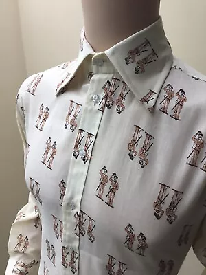 Original 70’s Charlie Chaplin Novelty Print Mens Shirt • £65