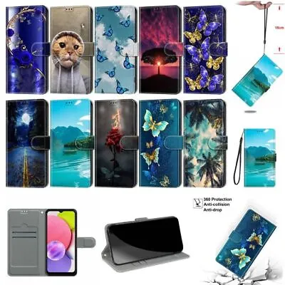For Samsung S8 S9 Note 10 Magnetic Leather Flip Wallet Phone Case Skin Cover • £7.19