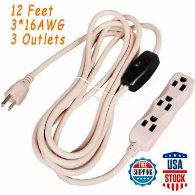 SPT-3 16/3 Indoor/Outdoor Extension Cord 3 Prong Grounded 3 Outlets Beige 12FT • $11.59