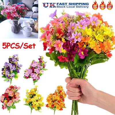 5 Bundles Artificial Plants Fake Flowers Outdoor Grave Garden Porch Window Decor • £3.79