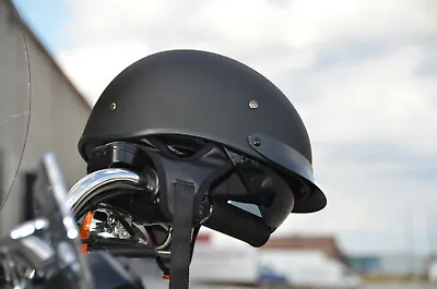 COOL  MATTE BLACK  Half Helmet With TINTED SMOKE Shield And Size Adjuster~ VEGA • $90