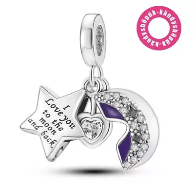 I Love You To The Moon Back Dangle Charm Bead For Bracelet S925 Sterling Silver • £9.99