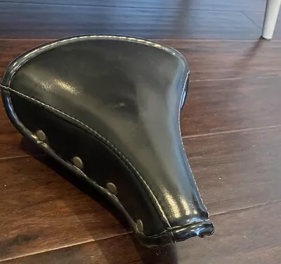 Vintage Nice!  Schwinn Approved  Dual Spring Saddle Black Leather 1970s Cruiser • $29.99