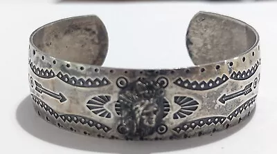 Vintage Navajo Sterling Stamped Mohawk Trail Souvenir Cuff Bracelet • $94.99