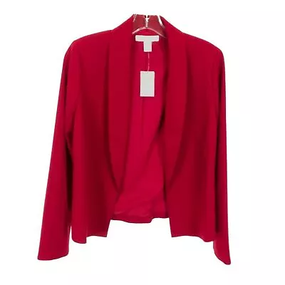 NWT Womens Size 4 Chico's Red Crepe Essential Shawl Collar Open Front Jacket • $47.54