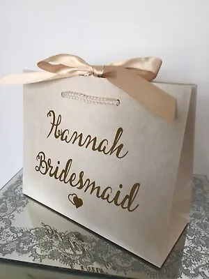 Personalised Bridesmaid Gift Bag Wedding Role Small Favour Ribbon Bags Box  • £3.15