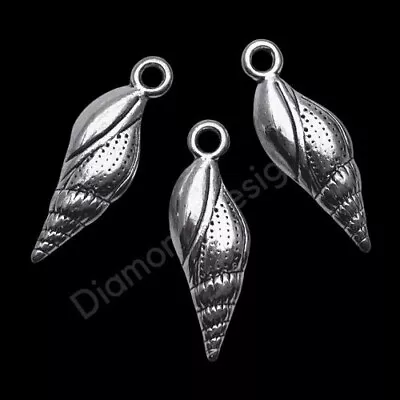 10 Pcs Tibetan Silver 22mm Spiral Shell Charms Pendants Seaside Nautical J302 • £2.39