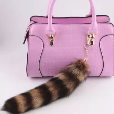 2/5pcs/10pcs Real Natural American Raccoon Fur Tail Keychain Bag Furry Pendant • $6.98