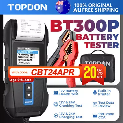 TOPDON BT300P 12 Volt Car Battery Tester Alternator With Printer 100 To 2000CCA • $139