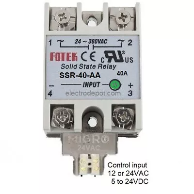 SSR-40AA 40A Solid State Relay Contactor 12V 24VAC Control 1 Pole +Heat Sink • $29.99