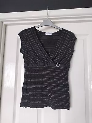 Internacionale Ladies Black Short Sleeved Top. Size 8 • £3.40