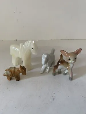 Vintage Lot Of 4 Carved Stone & Ceramic Horses Donkey Deer Figurines • $6.50