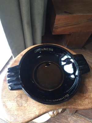 £10 • Buy Rare Vintage Black Nazeing Glass Works Guinness Deco Style Ashtray Bowl