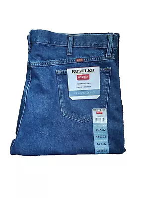 *NEW* Mens Wrangler Jeans Rustler 44x32 Med. BLUE Relaxed Fit NEW W/TAGS • $14.78