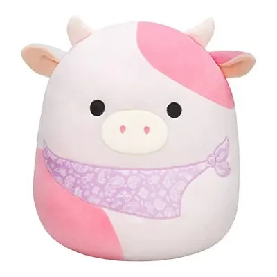 Squishmallow 14   Vday Pastel Reshma Pink Cow  Bandana Farm Plush BNWT • $14.95