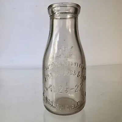 VINTAGE WM A. VOSS & BRO CROSS~early 1900's 1 GLASS MILK BOTTLE~ONE PINT~CHICAGO • $82.50