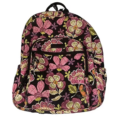 Vera Bradley Pirouette Pink Colorful Floral Print Laptop Bag School Backpack • $24.96