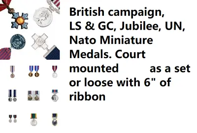 £8 • Buy British Campaign & LS & G C Miniature Medals Supplied And Court Mounted- NEW