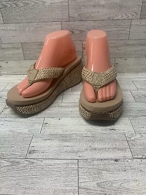 VOLATILE Wedge Platform Flip Flop Sandals Women's Size Us 8  Tan Beige • $28