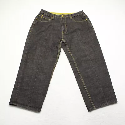 Elephant Men's Size 38x28 Black Straight Leg Distressed 100% Cotton Denim Jeans • $12.17