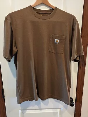 Carhartt Mens Short Sleeve T-Shirt Brown Front Pocket XL Original Fit Outdoor Wk • $9.87