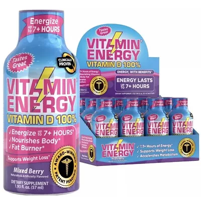 (12 Pack) Vitamin Energy® Vitamin D 100% Berry Energy Shots Clinically Proven • $14.99