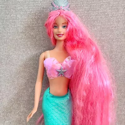 🦪🌊 2002 Barbie Mermaid Fantasy Doll Pink Hair Vgc 🐚 • £29.90