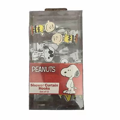 Peanuts SNOOPY CHARLIE BROWN Shower Curtain Hooks Set Of 12 NEW • $15