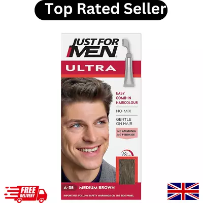 Just For Men Ultra Medium Brown Hair Colour Dye Short Hair Comb Away The Grey • £10.49