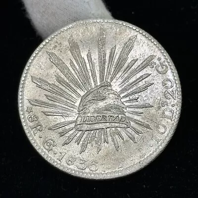 1836 Mexico Guanajuato Mint PJ First Republic Cap Rays Silver 8 Reales Coin • $27