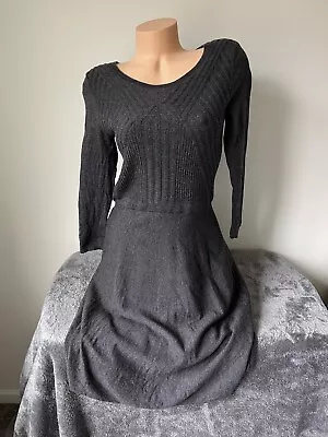 Talbots Pure Merino Wool Sweater Dress 3/4 Sleeve Charcoal Gray Womens S • $32