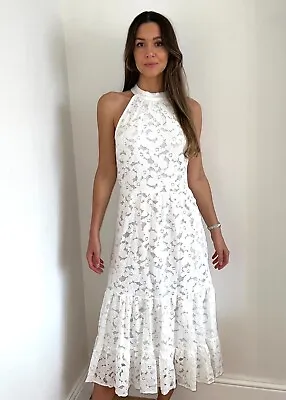 Brand New Wallis White Lace Halter Neck Long Dress Sizes 8101214161820 • £20